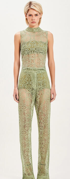 CONJUNTO RENDA VERDE TIG R$265: TOP (P) R$140 SAIA (M) R$175