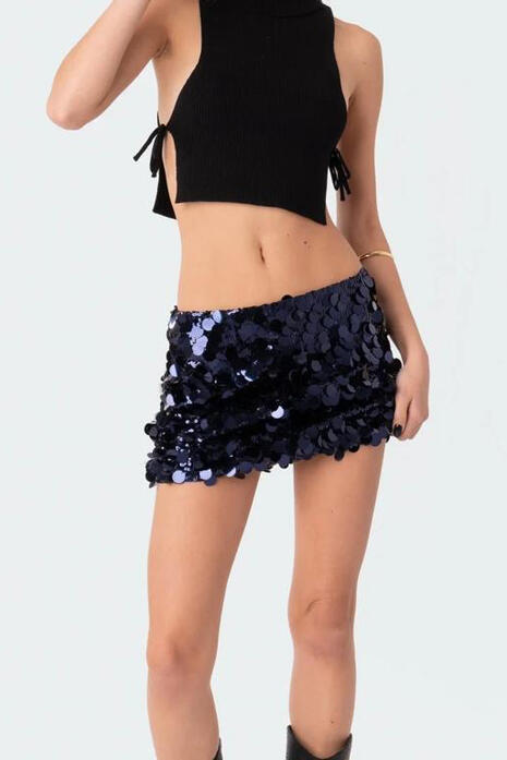 SAIA EDIKTED PAETÊ AZUL MARINHO (P) R$130