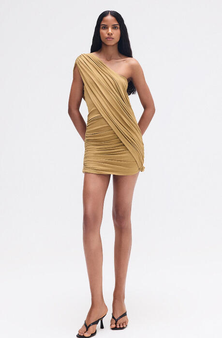 VESTIDO CURTO DRAPEADO MALHA CARAMELO (P) R$210